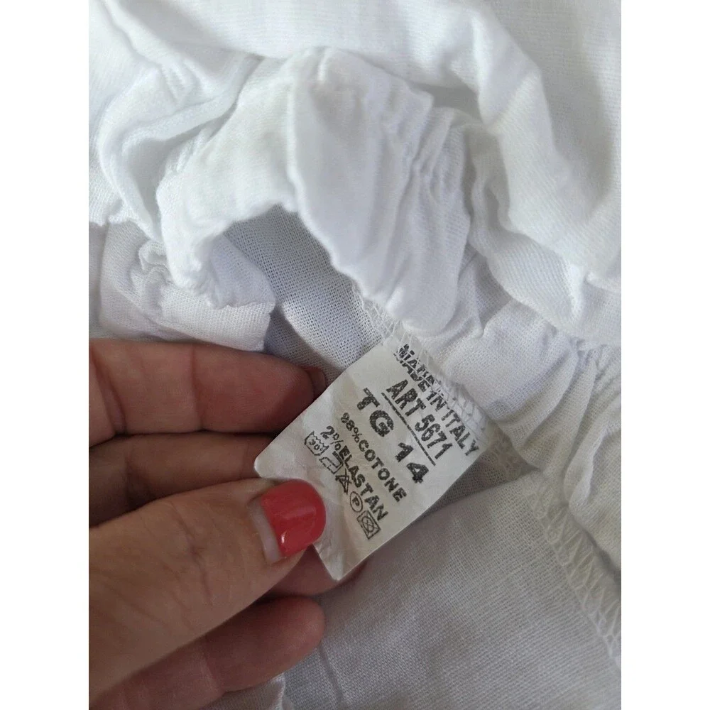 NWTs White Cotton Matching Shorts & Top Set Made In Italy Size 12-14 (Youth)